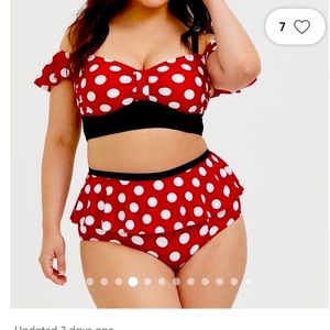 Torrid  Minnie Mouse Polka Dot Bikini Top & Ruffle Skirt Swimsuit SET 2X NWT
